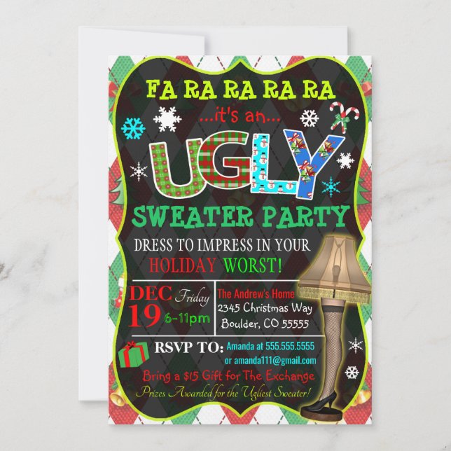 Ugly Sweater Christmas Party Invitation (Front)