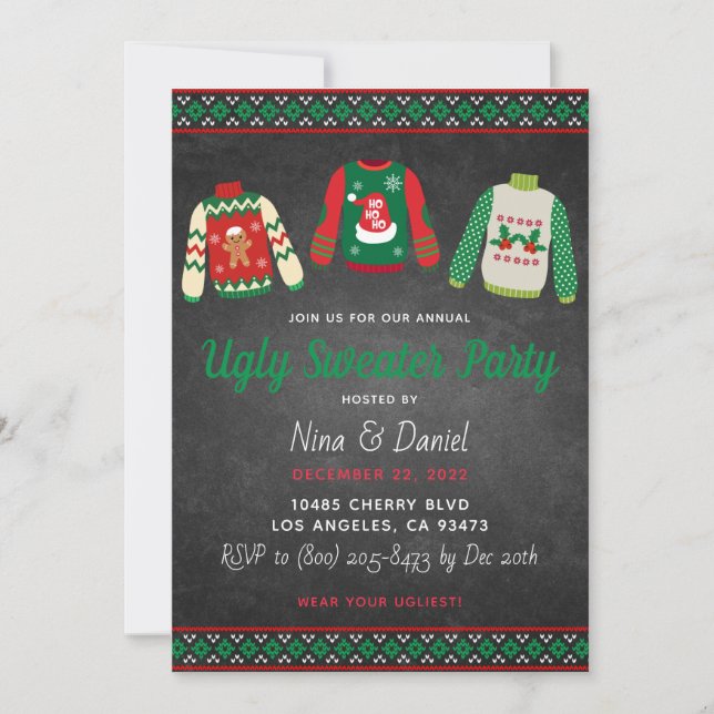 Ugly Sweater Christmas Party Invitation (Front)