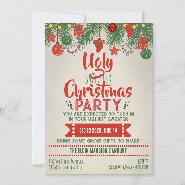 Ugly Sweater Christmas Party  Invitation (Front)