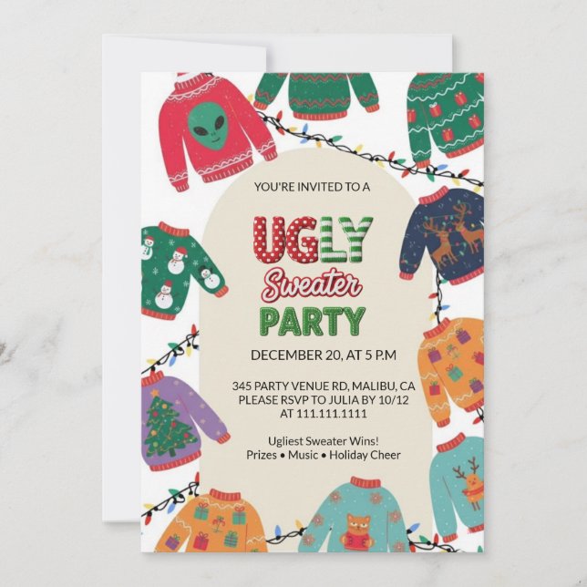 Ugly Sweater Christmas Party Invitation (Front)
