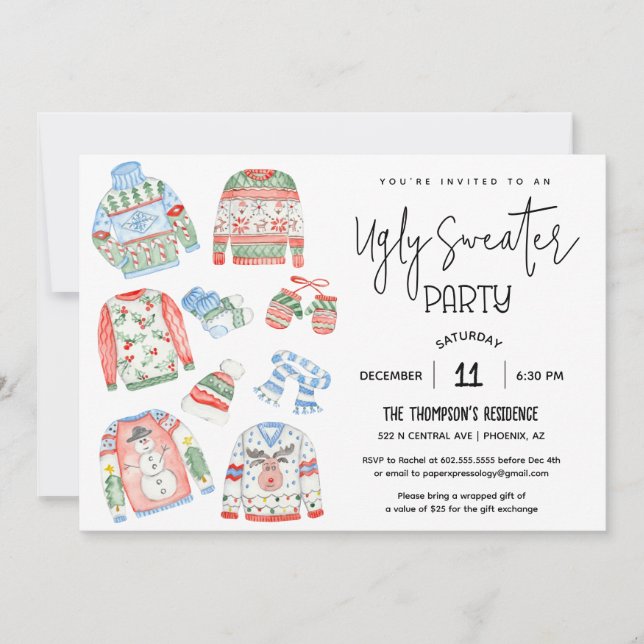 Ugly Sweater Christmas Party Invitation (Front)