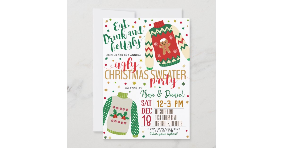 Eat Drink and Be Tacky Christmas Party Cups Ugly Sweater Xmas