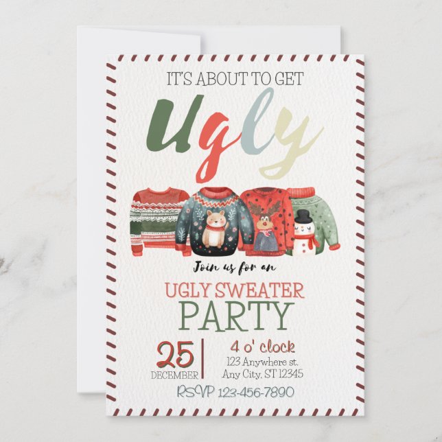 Ugly Sweater Christmas Party Invitation (Front)