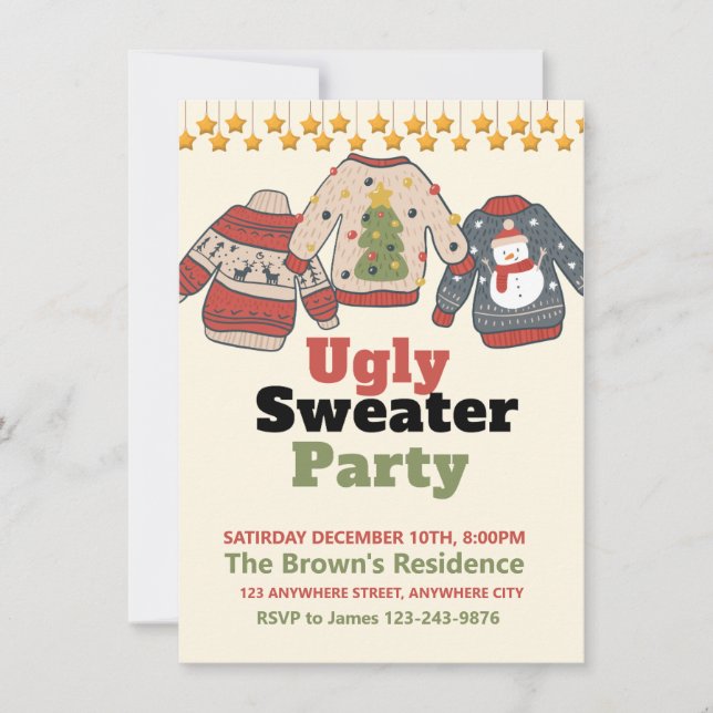 Ugly Sweater Christmas Party Invitation (Front)