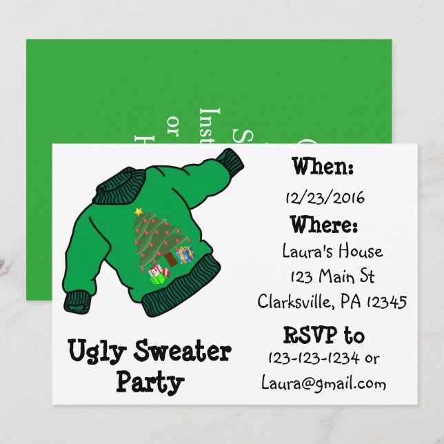 Ugly Sweater Christmas Party Invitation (Front/Back)
