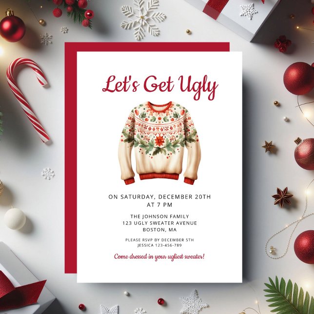 Ugly Sweater Christmas Party  Invitation (Ugly Sweater Christmas Party Invitation)