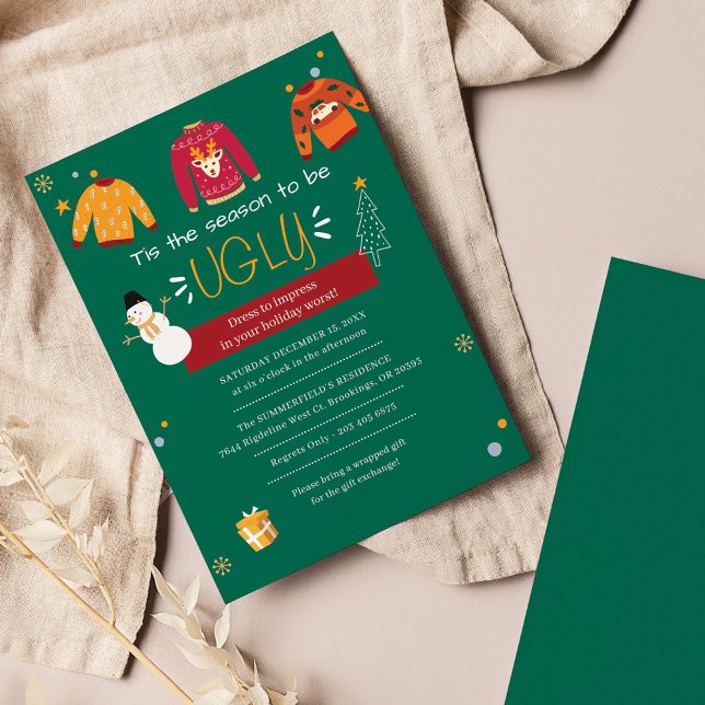 Ugly Sweater Christmas Party Invitation (Annual Christmas Ugly Sweater Party Invitation)