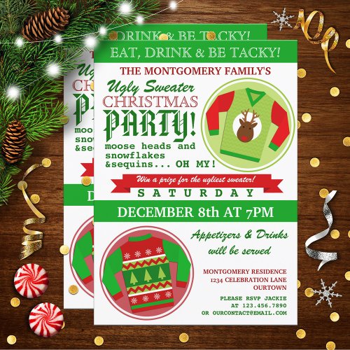 Ugly Sweater Christmas Party Personalized Invite