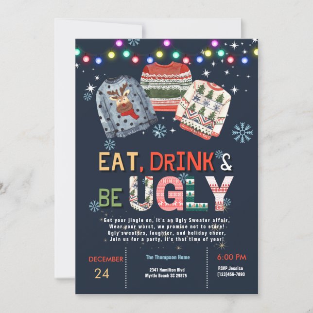 Ugly Sweater Christmas Party Invitation (Front)