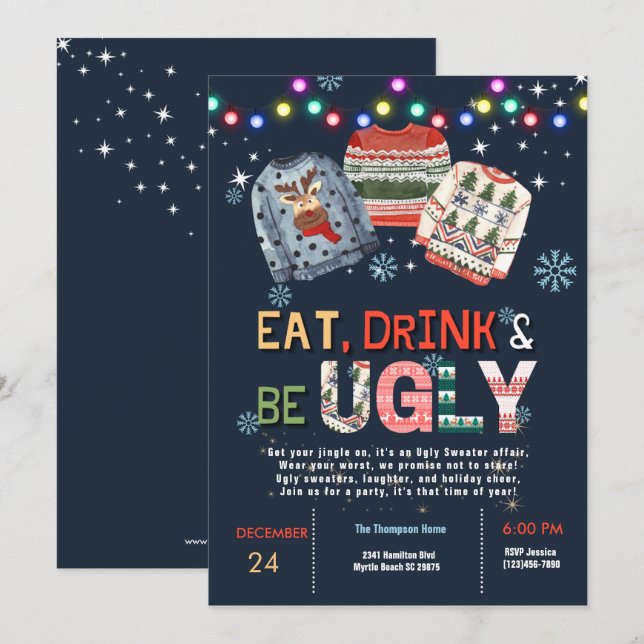 Ugly Sweater Christmas Party Invitation (Front/Back)