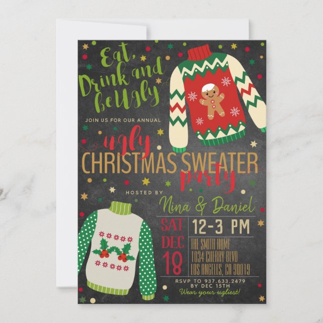 Ugly Sweater Christmas Party Invitation (Front)
