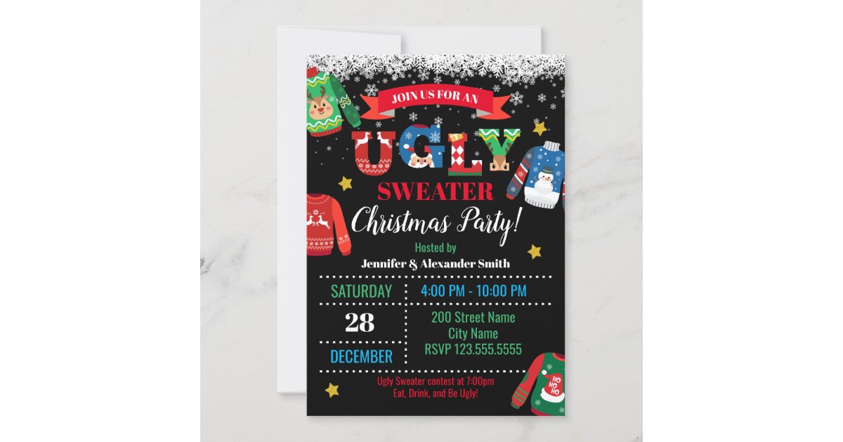 Ugly Sweater Christmas Party Invitation | Zazzle