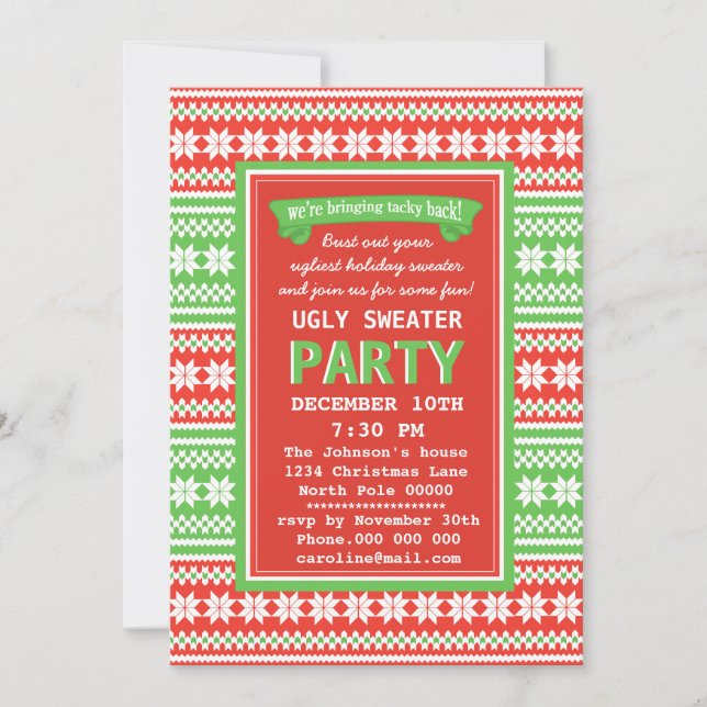 Ugly Sweater Christmas Party Invitation (Front)