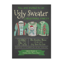 Ugly Sweater Christmas Party Invitation Chalk