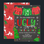 Ugly Sweater Christmas Party Invitation Chalkboard<br><div class="desc">All designs are © Happy Panda Print</div>