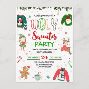 Ugly Sweater Christmas Party Invitation, Chrismas  Postcard