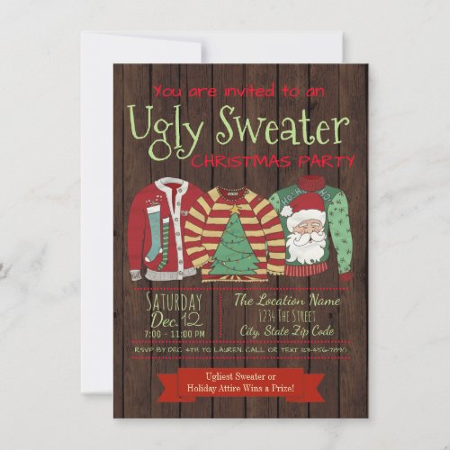 Ugly Sweater Christmas Party Invitations