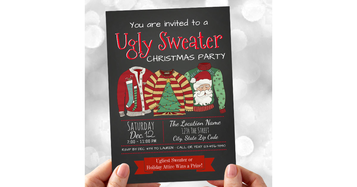 Ugly Sweater Christmas Party Invitations | Zazzle