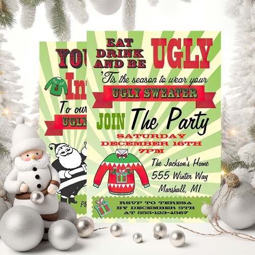 Ugly sweater Christmas Party Invitations