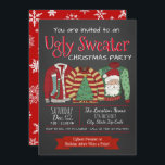 Ugly Sweater Christmas Party Invitations<br><div class="desc">Ugly sweater Christmas party invitation with three very ugly sweaters on a chalkboard and snowflake background. You can easily customize these fun ugly sweater Christmas party invitations for your event by simply adding your details in the font style and color you prefer.</div>