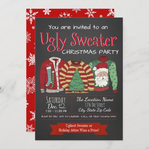 Ugly Sweater Christmas Party Invitations