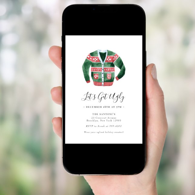Ugly Sweater Christmas Party Let's Get Ugly Invitation (Front Digital)
