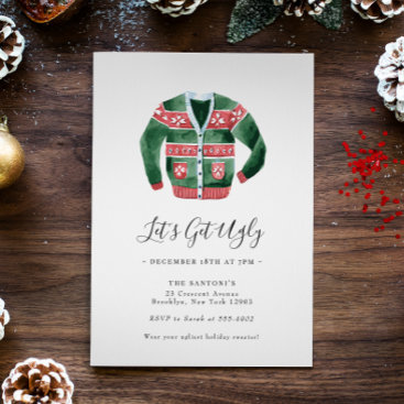 Ugly Sweater Christmas Party Let's Get Ugly Invitation