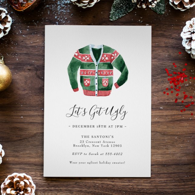 Ugly Sweater Christmas Party Let's Get Ugly Invitation (Creator Uploaded)