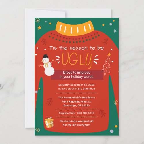 Ugly Sweater Christmas Party Modern Invitation