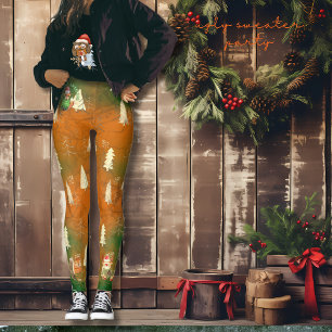 Ugly Sweater Christmas Party Orange Green Leggings