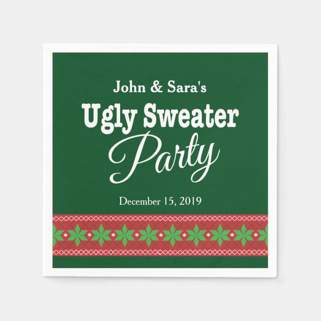 Ugly Sweater Christmas Party, Personalized Napkins (Front)