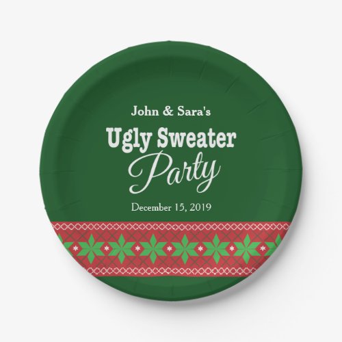 Ugly Sweater Christmas Party Personalized Paper Plates