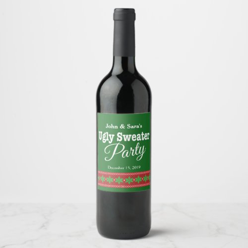 Ugly Sweater Christmas Party Personalized Wine Label