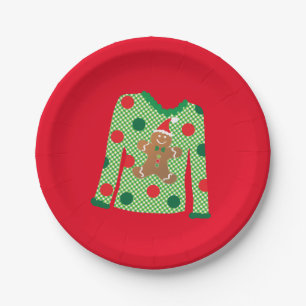 Ugly Sweater Christmas Party Plates (Red)