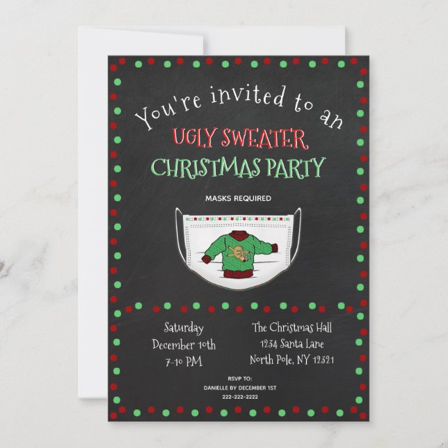 Ugly Sweater Christmas Party Social Distancing Invitation (Front)