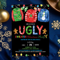 Ugly Sweater Christmas Party Tacky Vest Chalkboard Invitation