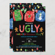 Ugly Sweater Christmas Party Tacky Vest Chalkboard Invitation