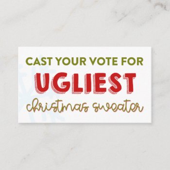 Ugly Sweater Christmas Party Voting Ballot Card by SunflowerDesigns at Zazzle