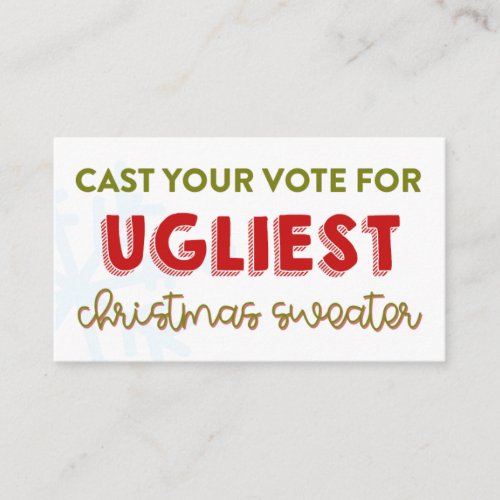 Ugly Sweater Christmas Party Voting Ballot Card