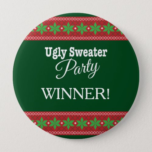Ugly Sweater Christmas Party Winner Pinback Button