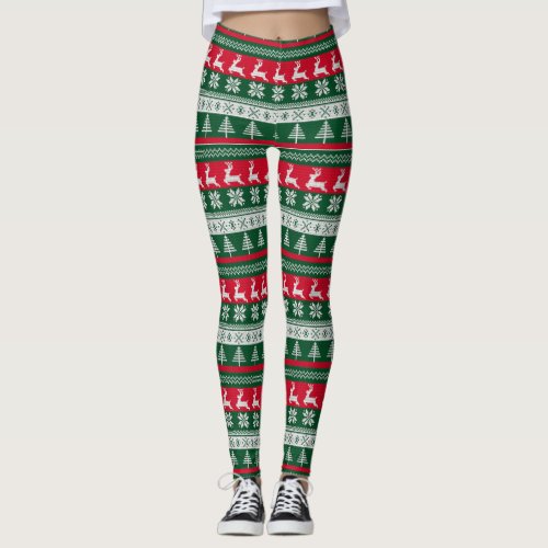 Ugly Sweater Christmas Pattern Leggings