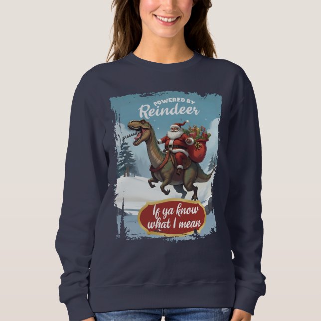 Ugly sweater Christmas Santa tyrannosaurus t-rex (Front)