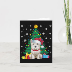 Ugly Sweater Christmas Tree Lights Westie Dog Sant Card
