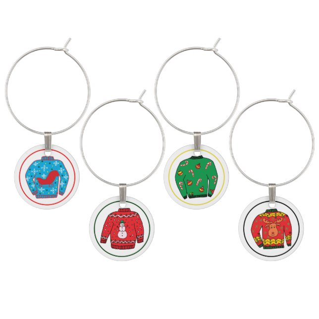 Ugly Sweater Christmas Wine Charm (Staggered)