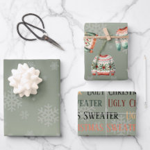 Ugly Sweater  Christmas Wrapping  Paper Set of 3