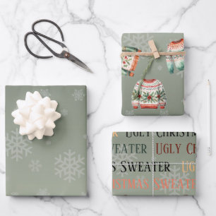 Ugly Sweater Christmas Wrapping Paper Set of 3