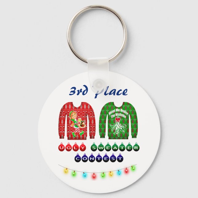 Ugly Sweater Contest 3rd Place Winner Award Prize Keychain (Front)