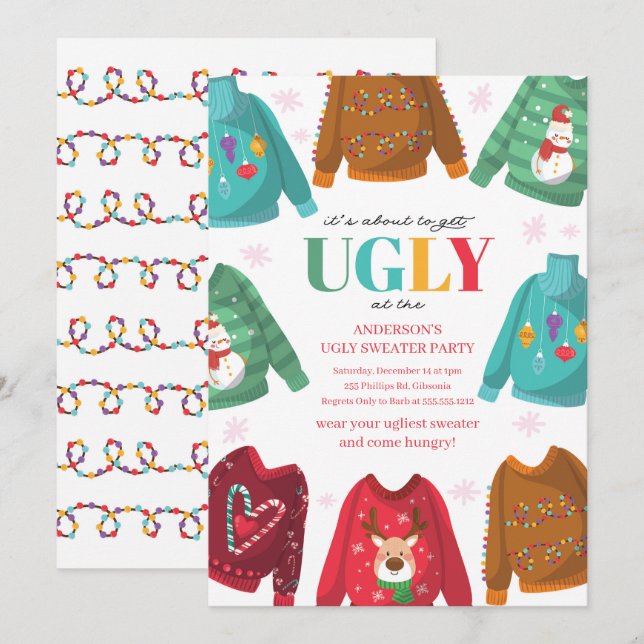 Ugly Sweater Contest Party Invitation (Front/Back)