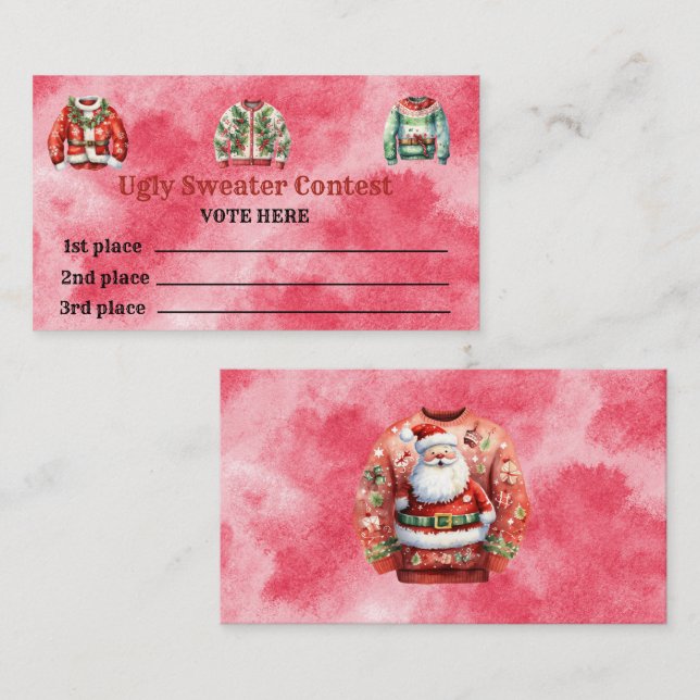 Ugly Sweater Contest Voting Cards (Front/Back)
