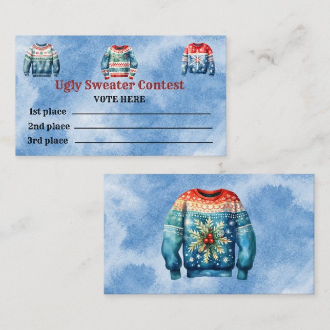 Ugly Sweater Contest Voting Cards (Front/Back)